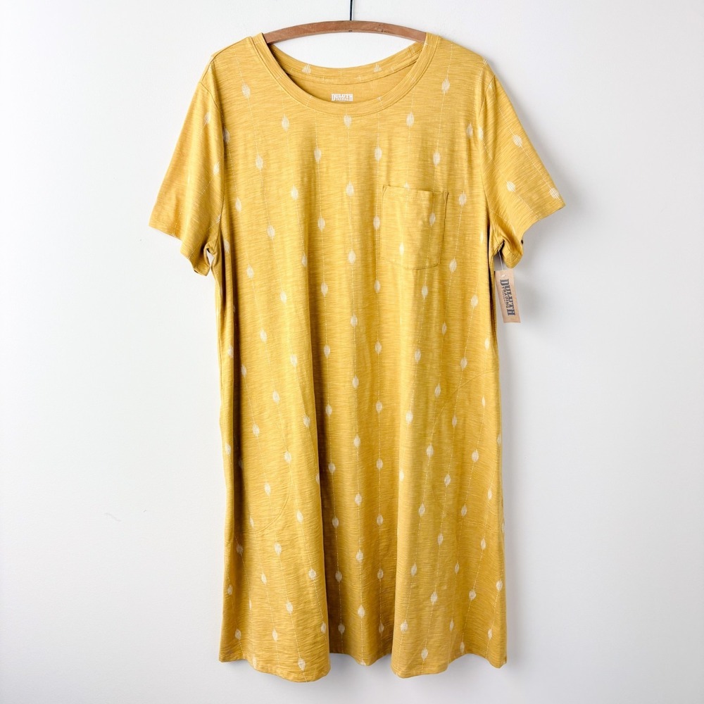 NWT Duluth Trading To N Flow T-Shirt Dress XL Yellow Cottage‎ Boho Minimalist